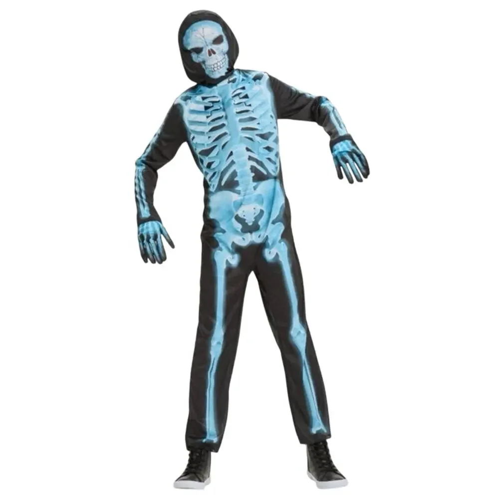 New Halloween Hyde & Eek! Kids X-Ray Skeleton Jumpsuit Costume Size Medium boys